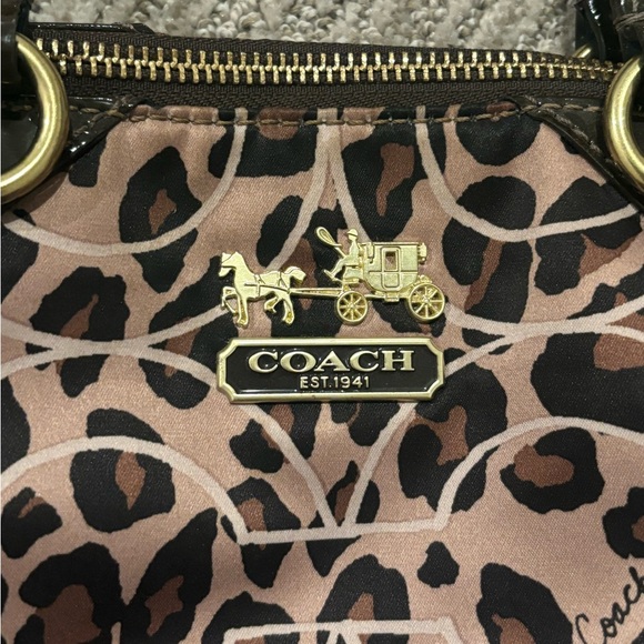 SOLD Coach satchel bag purse, Madison ocelot leopard print, shoulder handbag - Picture 2 of 16